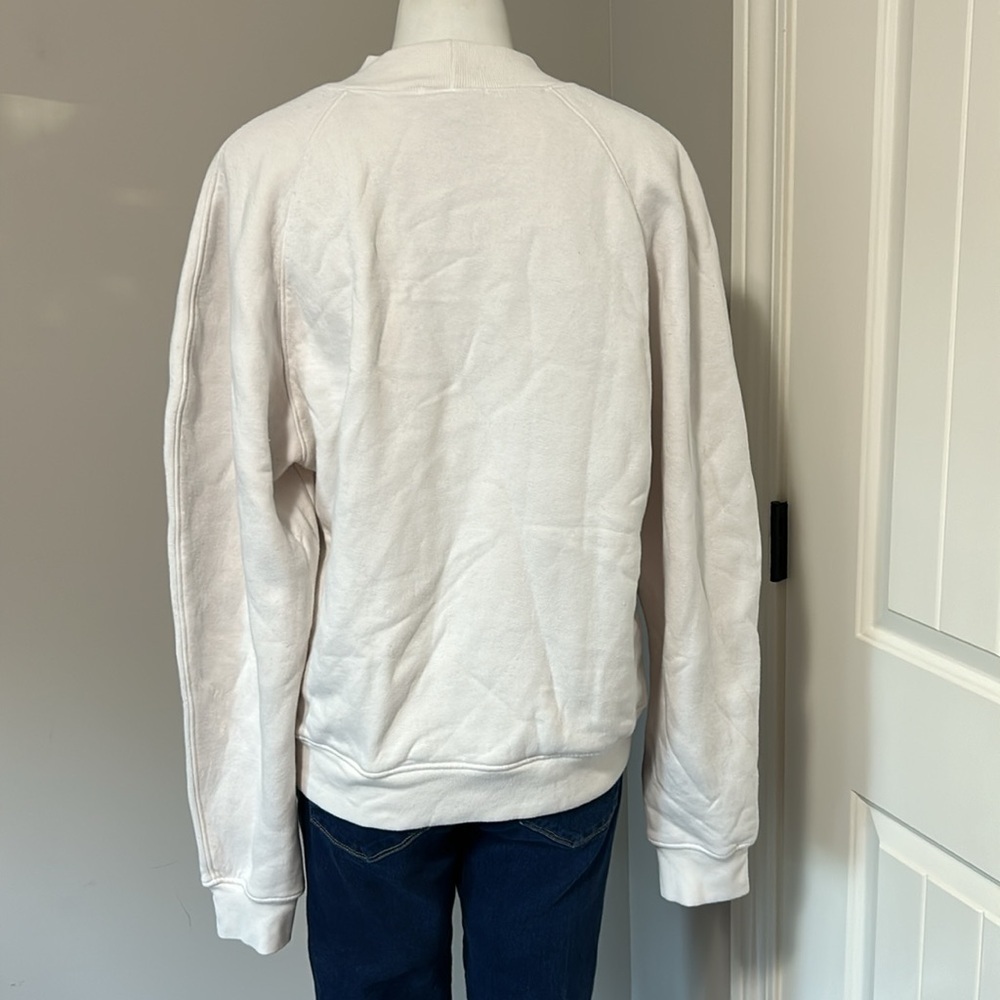 AGOLDE Tarron Mock Neck Sweatshirt Raglan Sleeve Pullover Cream Sz L NEW - Picture 7 of 14